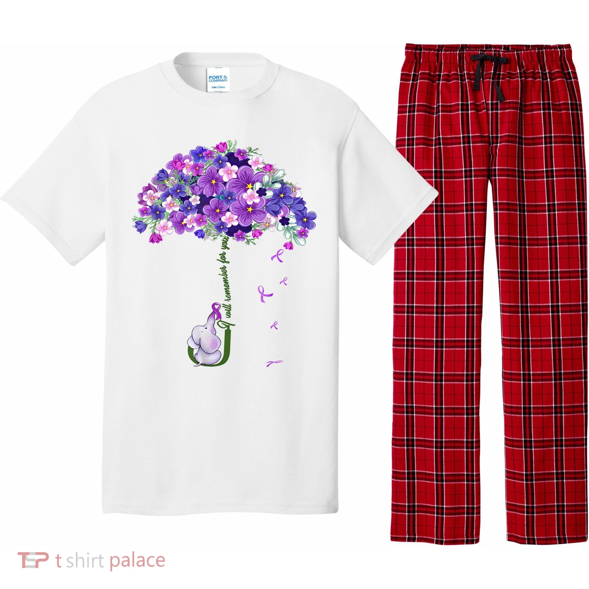 Alzheimer Awareness Elephant I Will Remember For You Supporter Alzheimer Pajama Set