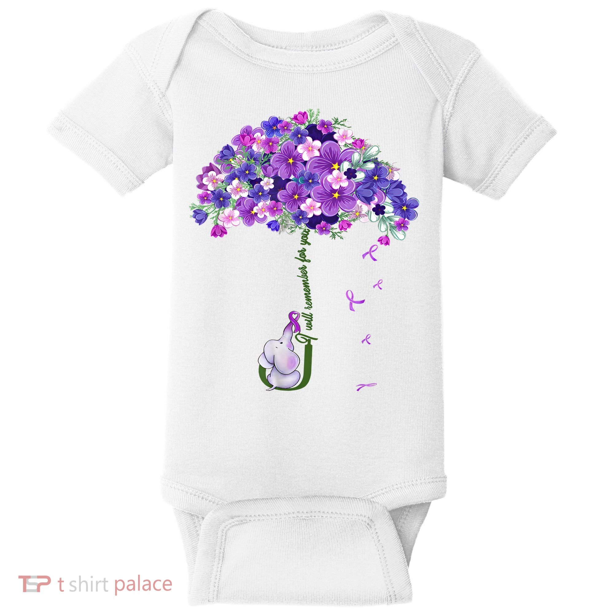 Alzheimer Awareness Elephant I Will Remember For You Supporter Alzheimer Baby Bodysuit