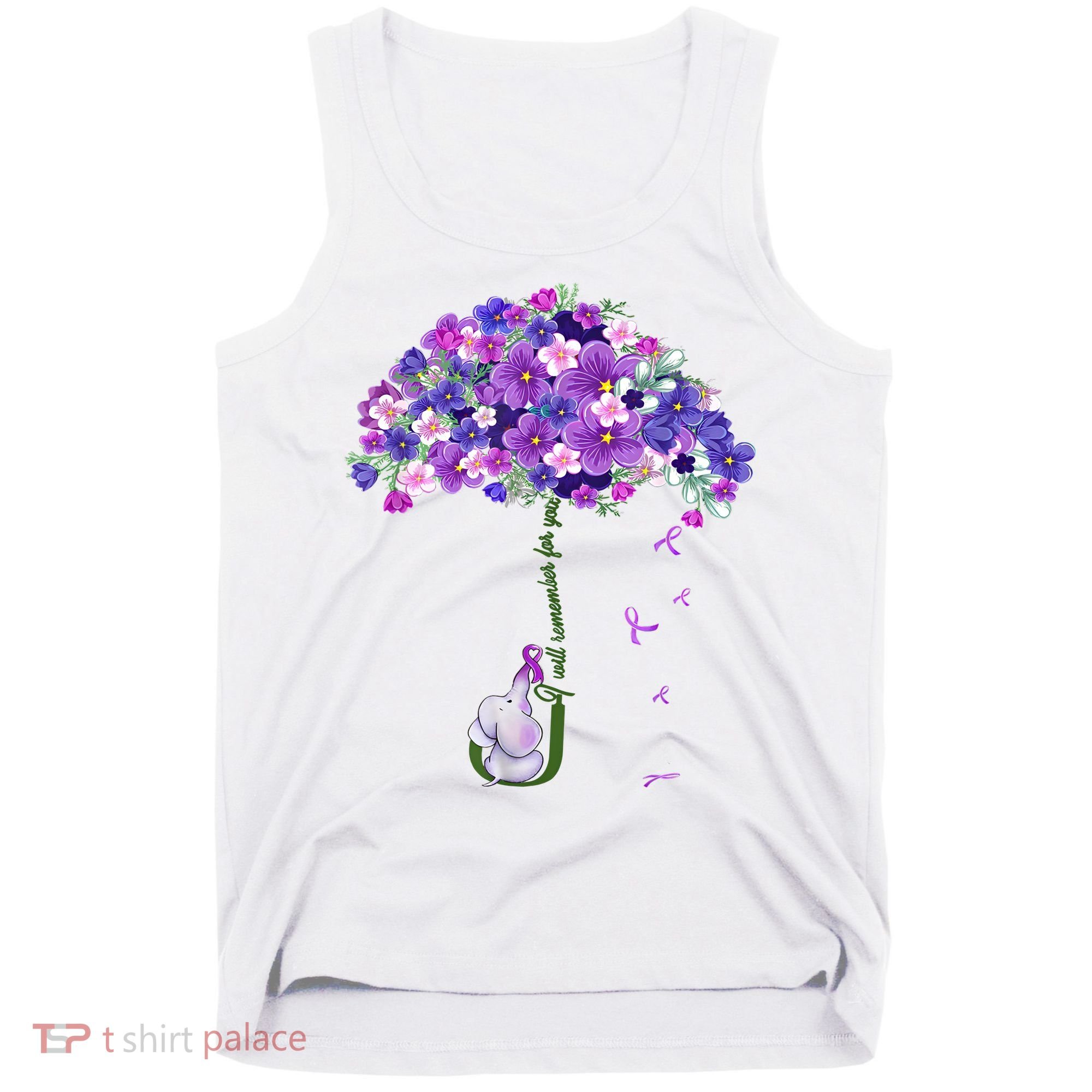Alzheimer Awareness Elephant I Will Remember For You Supporter Alzheimer Tank Top