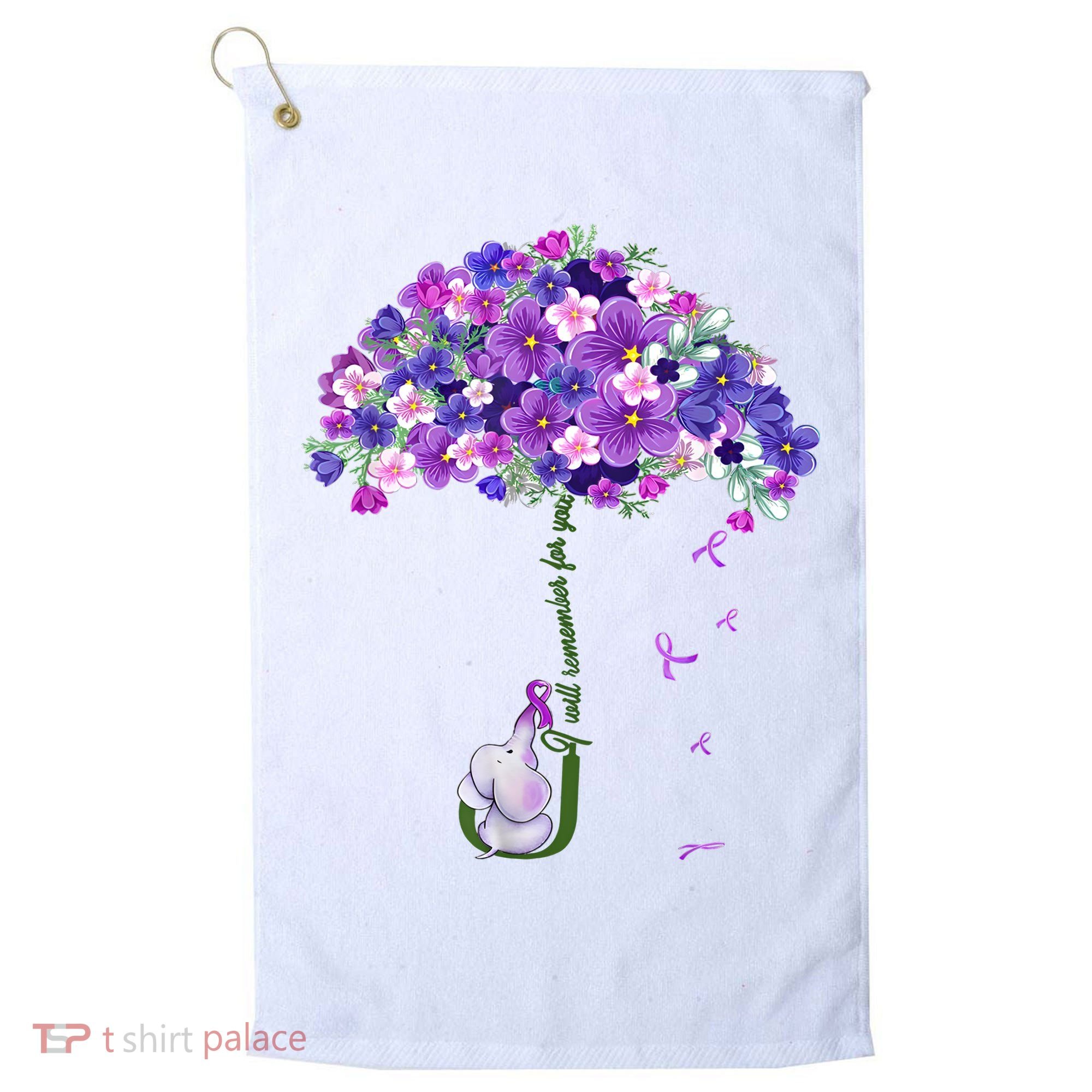 Alzheimer Awareness Elephant I Will Remember For You Supporter Alzheimer Golf Towel