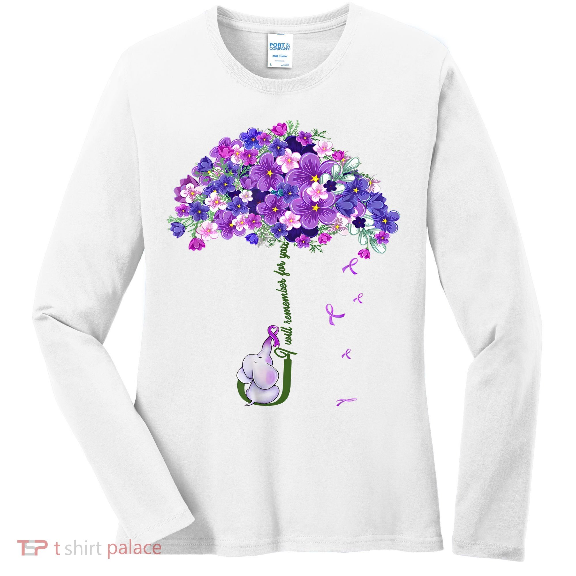 Alzheimer Awareness Elephant I Will Remember For You Supporter Alzheimer Women's Long Sleeve Shirt