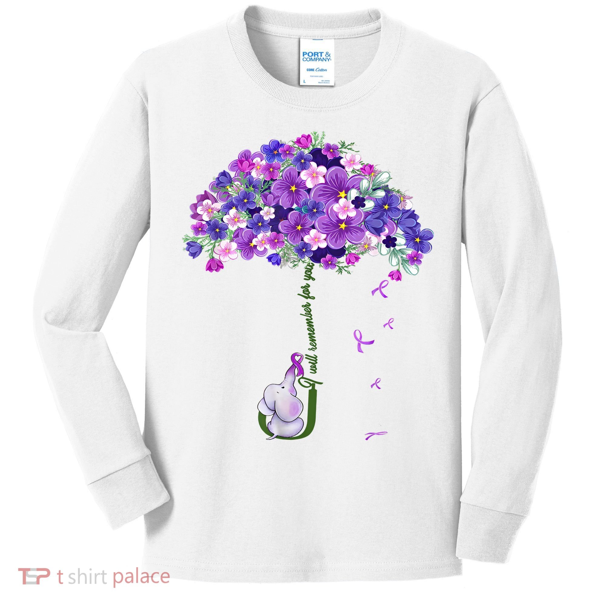 Alzheimer Awareness Elephant I Will Remember For You Supporter Alzheimer Kids Long Sleeve Shirt