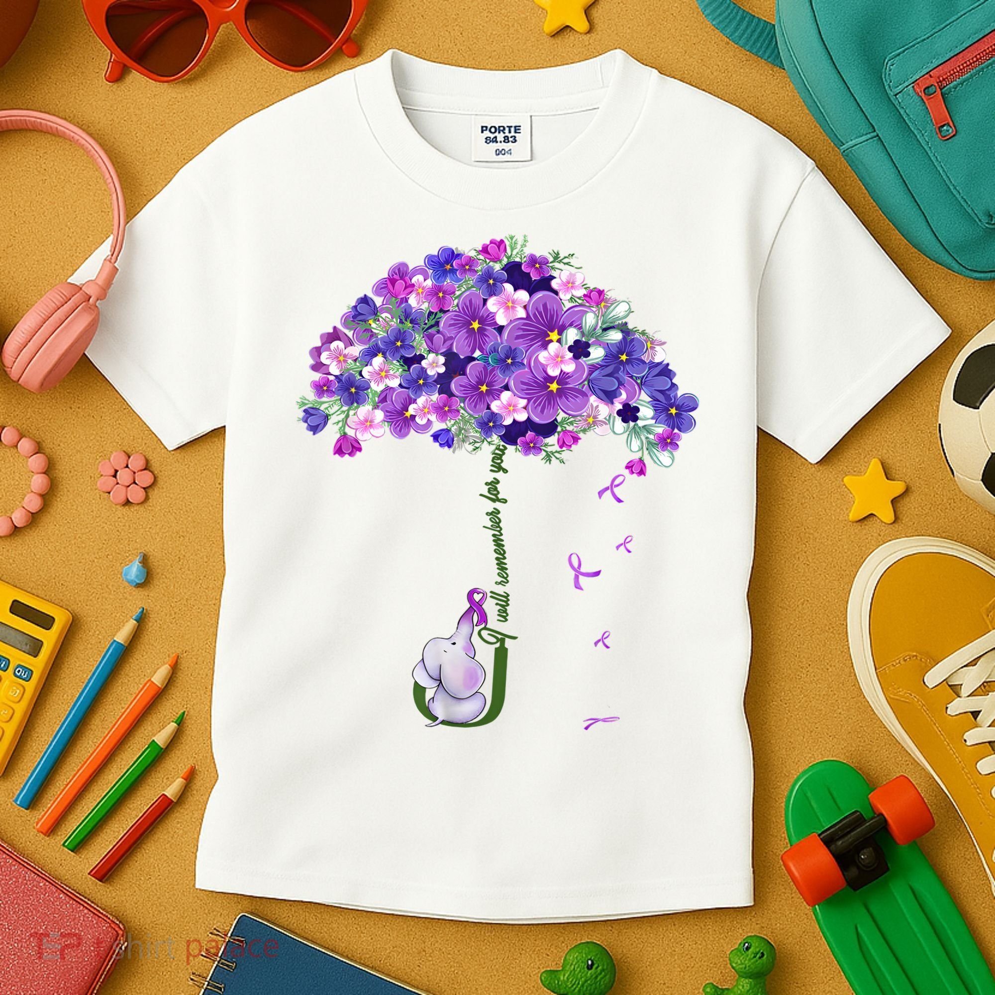 Alzheimer Awareness Elephant I Will Remember For You Supporter Alzheimer Kids T-Shirt