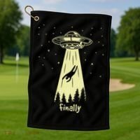 Alien Abduction Finally Aliens Golf Towel thumb 1