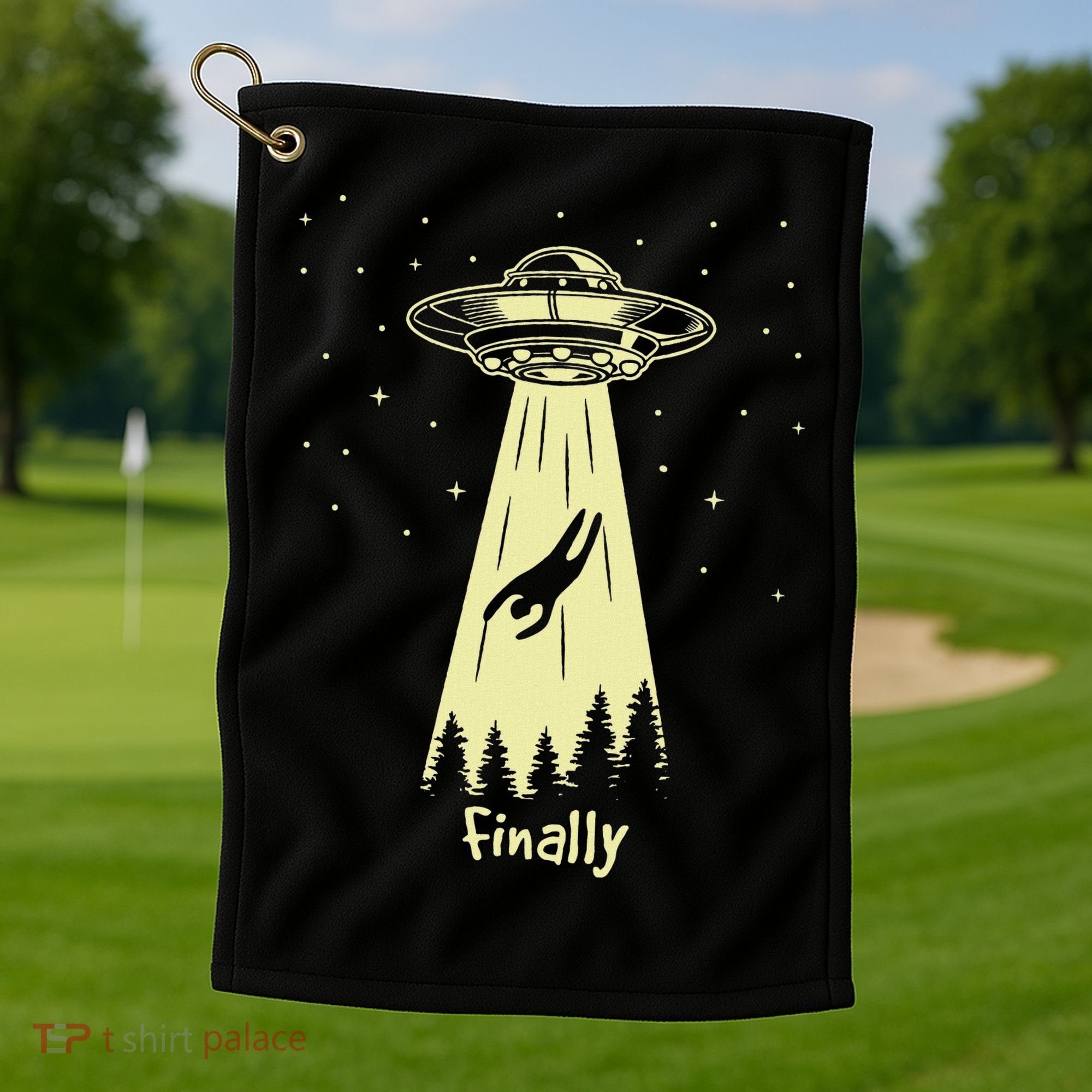Alien Abduction Finally Aliens Golf Towel