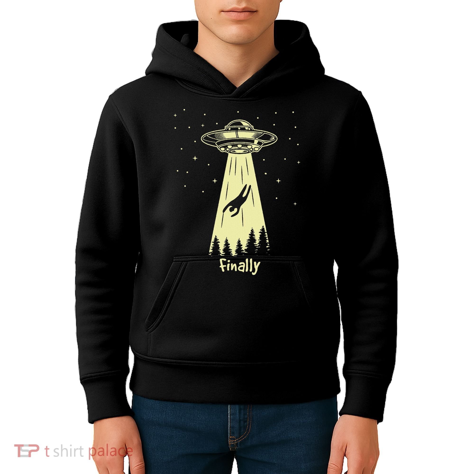 Alien Abduction Finally Aliens Kids Hoodie