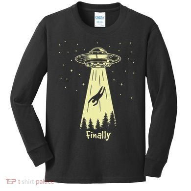 Alien Abduction Finally Aliens Kids Long Sleeve Shirt