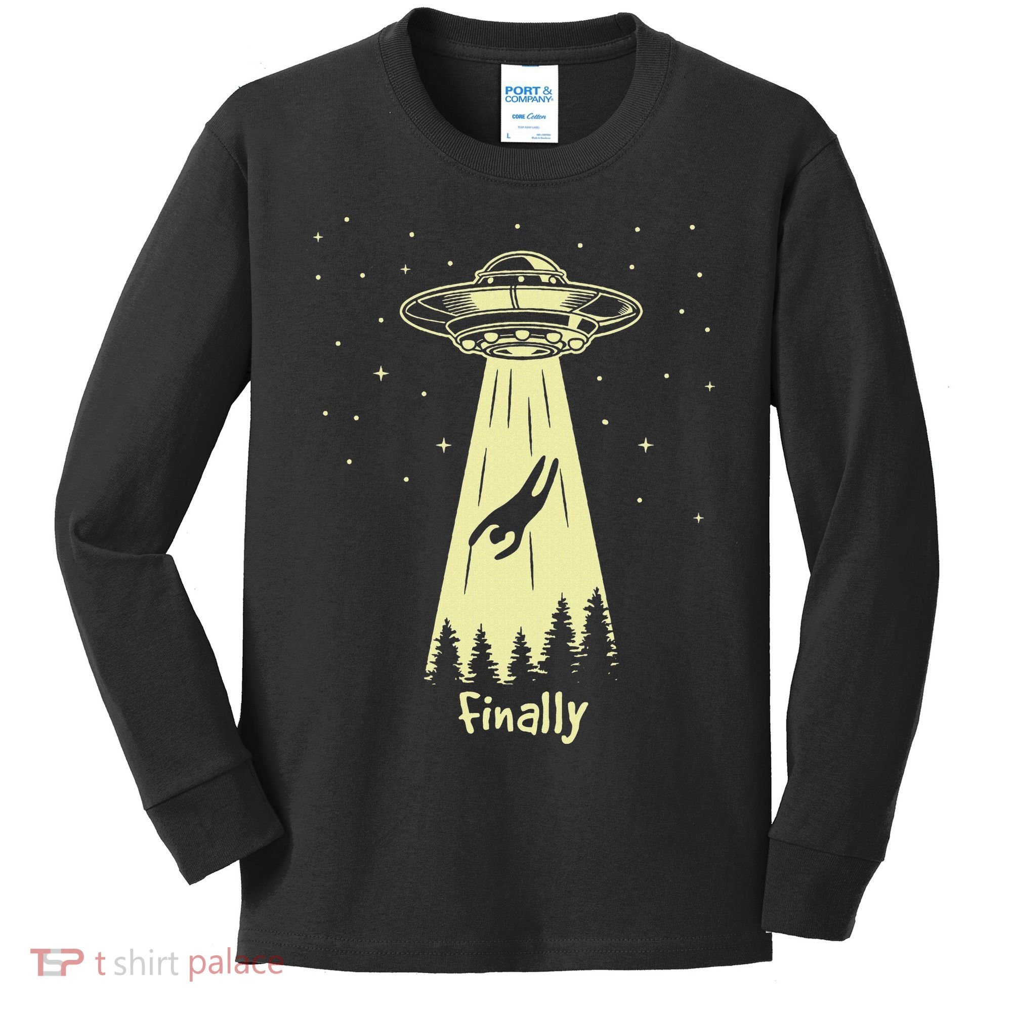 Alien Abduction Finally Aliens Kids Long Sleeve Shirt