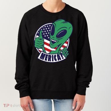 Alien American Flag Funny Merica Women's Sweatshirt