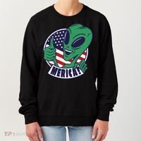 Alien American Flag Funny Merica Women's Sweatshirt thumb 0