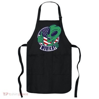 Alien American Flag Funny Merica Apron