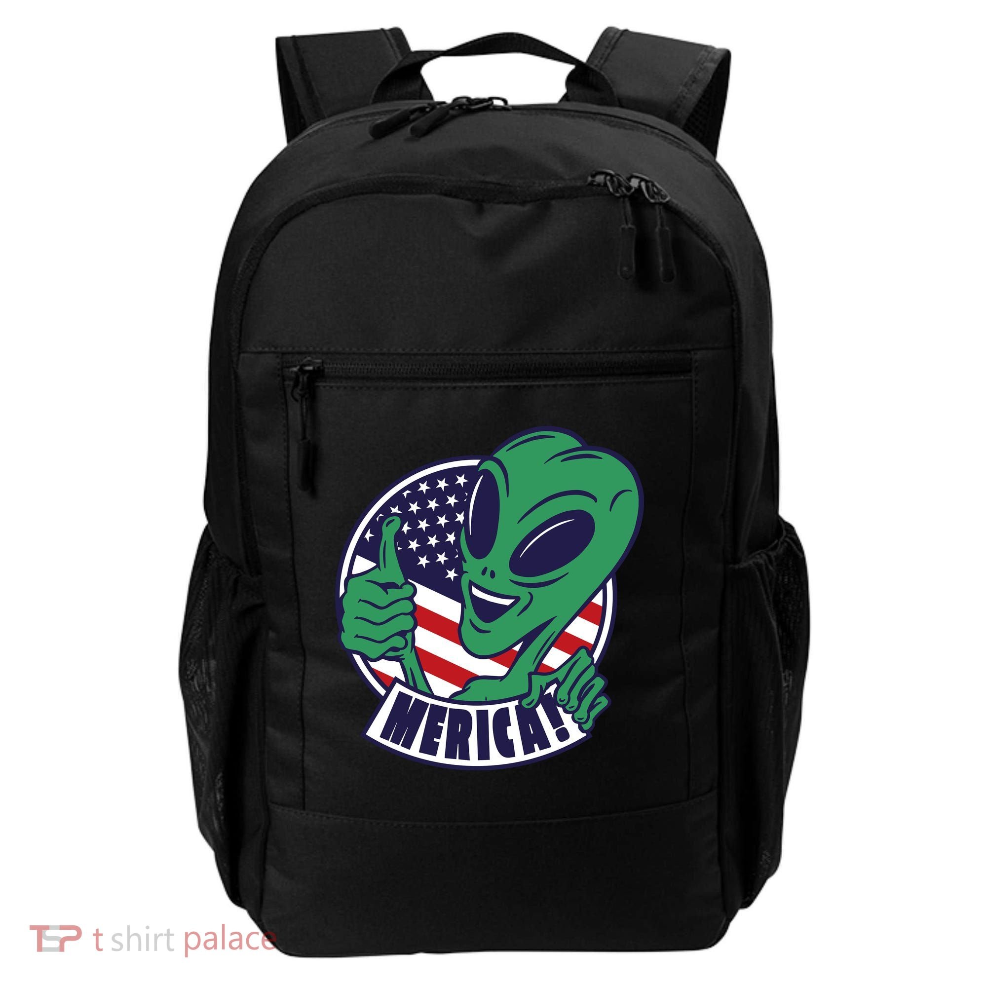 Alien American Flag Funny Merica Backpack