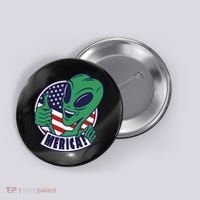 Alien American Flag Funny Merica Button thumb 0