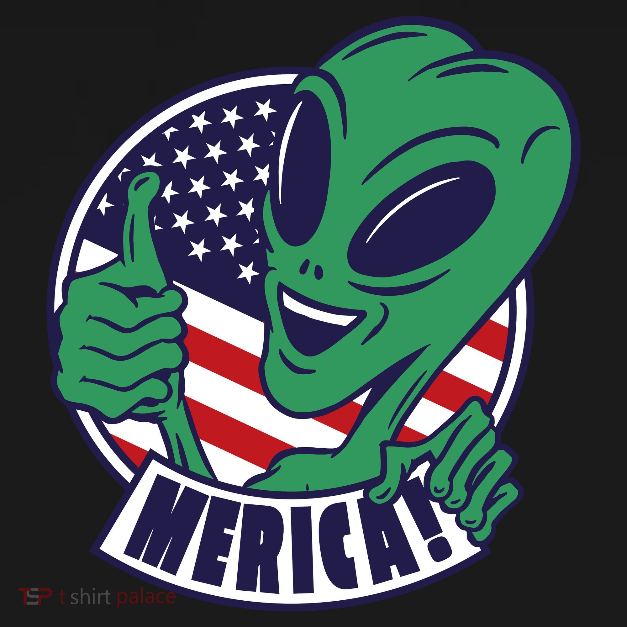 Alien American Flag Funny Merica Button