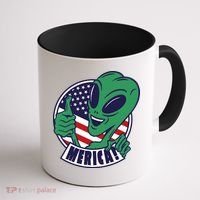 Alien American Flag Funny Merica Coffee Mug thumb 1