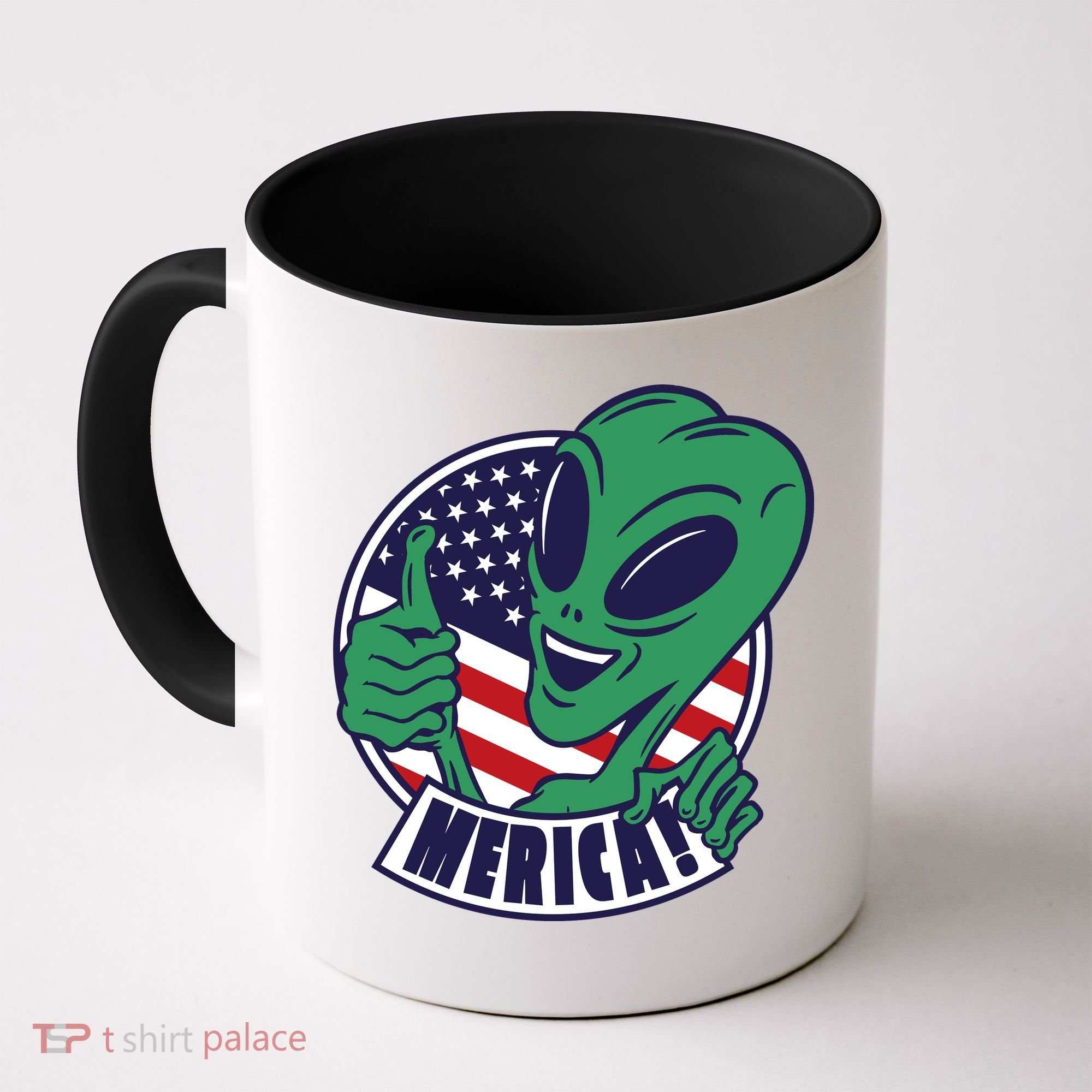 Alien American Flag Funny Merica Coffee Mug