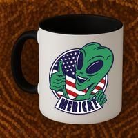 Alien American Flag Funny Merica Coffee Mug thumb 2