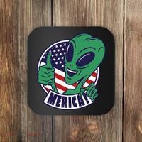 Alien American Flag Funny Merica Coaster thumb 0