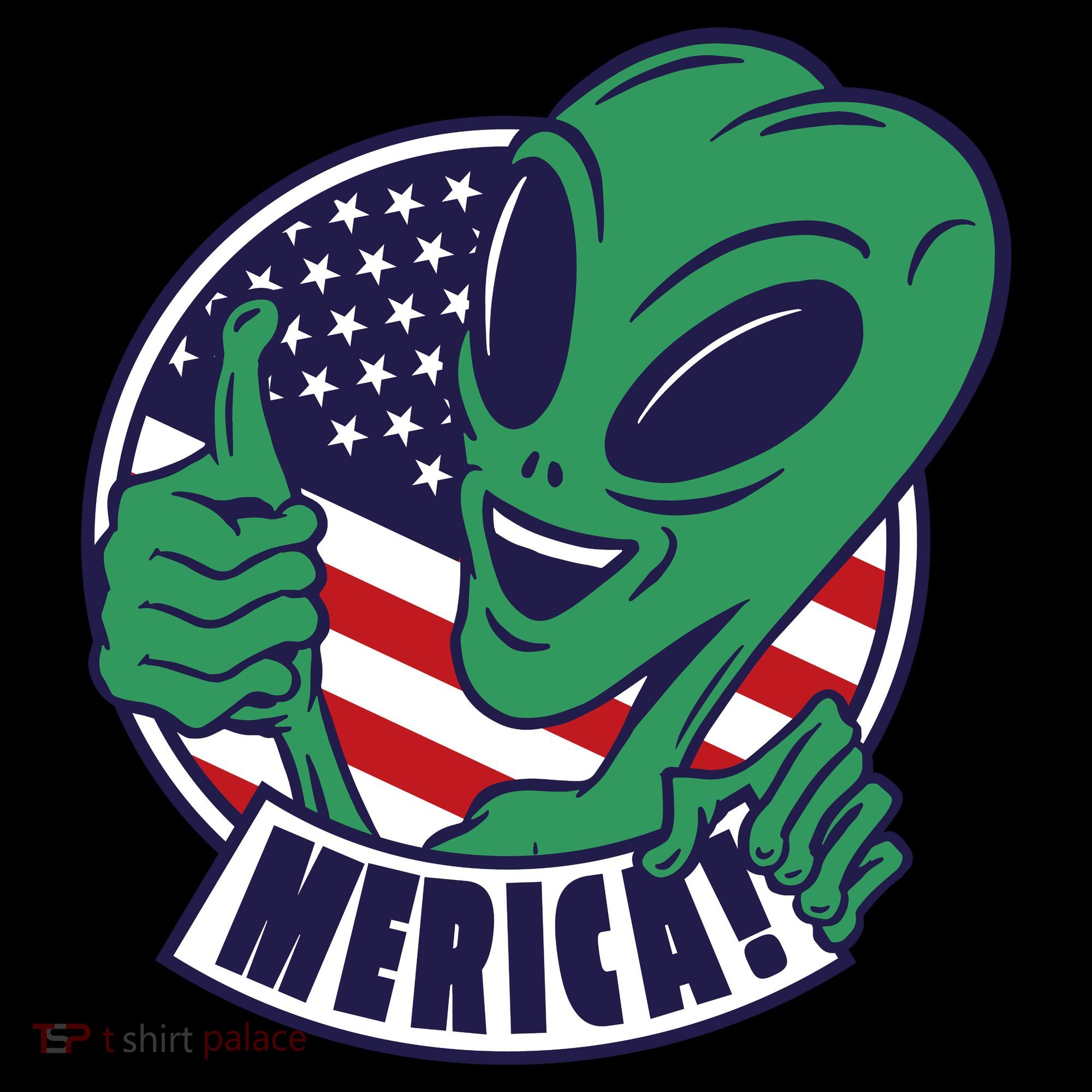 Alien American Flag Funny Merica Coaster