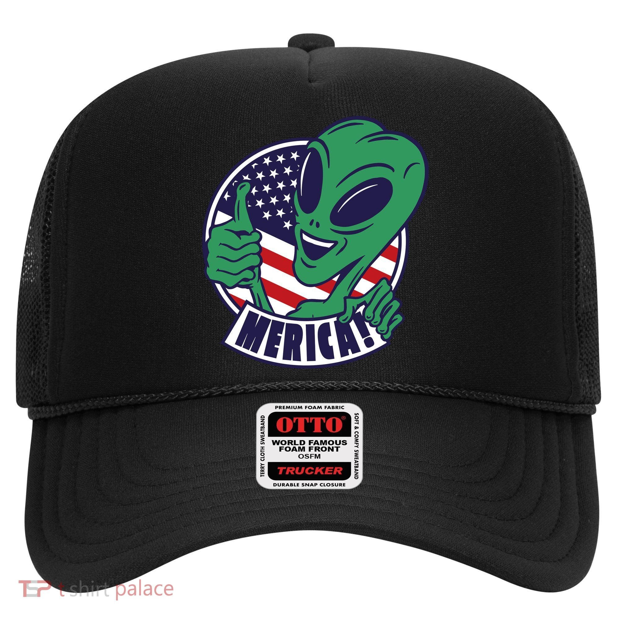 Alien American Flag Funny Merica Hat
