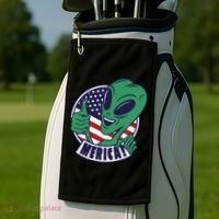Alien American Flag Funny Merica Golf Towel thumb 2