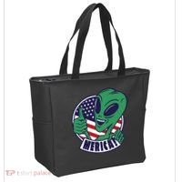 Alien American Flag Funny Merica Tote Bag thumb 2