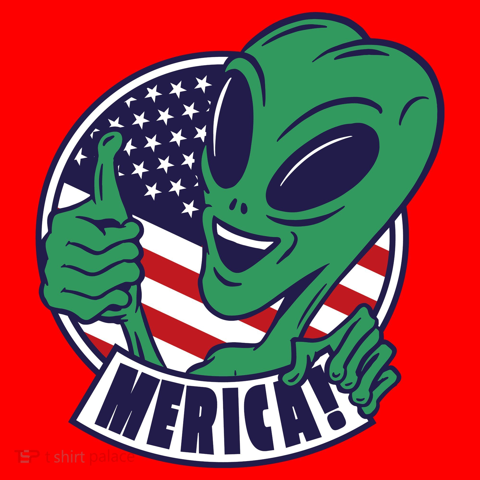 Alien American Flag Funny Merica Santa Hat