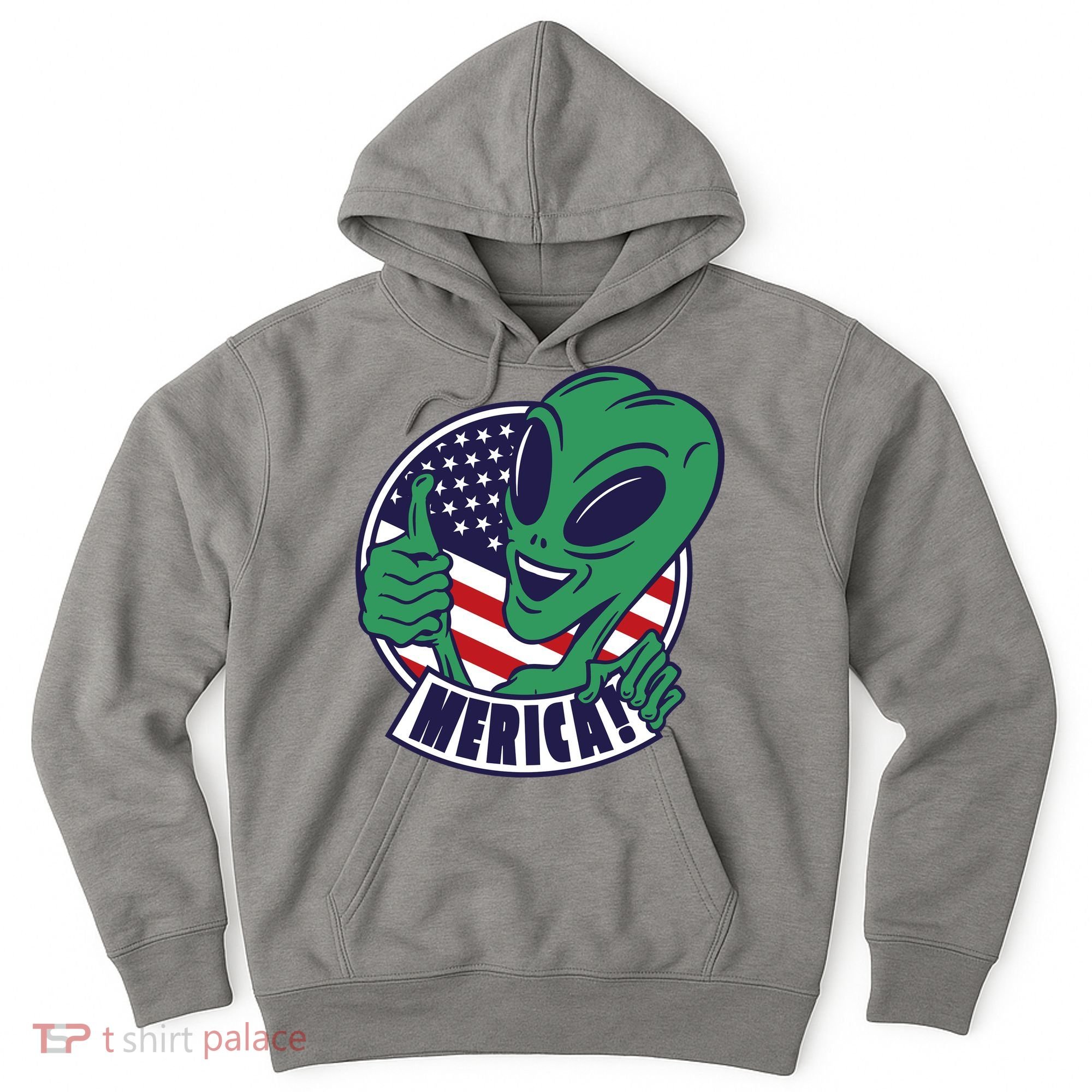 Alien American Flag Funny Merica Hoodie