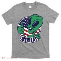 Alien American Flag Funny Merica T-Shirt thumb 0