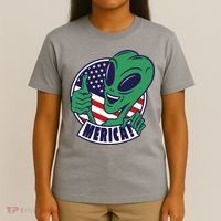 Alien American Flag Funny Merica T-Shirt thumb 4