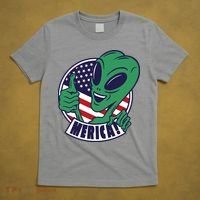 Alien American Flag Funny Merica T-Shirt thumb 5