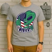 Alien American Flag Funny Merica T-Shirt thumb 6