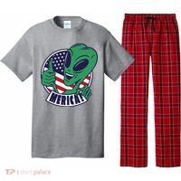 Alien American Flag Funny Merica Pajama Set thumb 0
