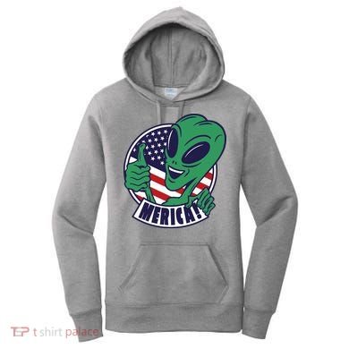 Alien American Flag Funny Merica Women's Hoodie