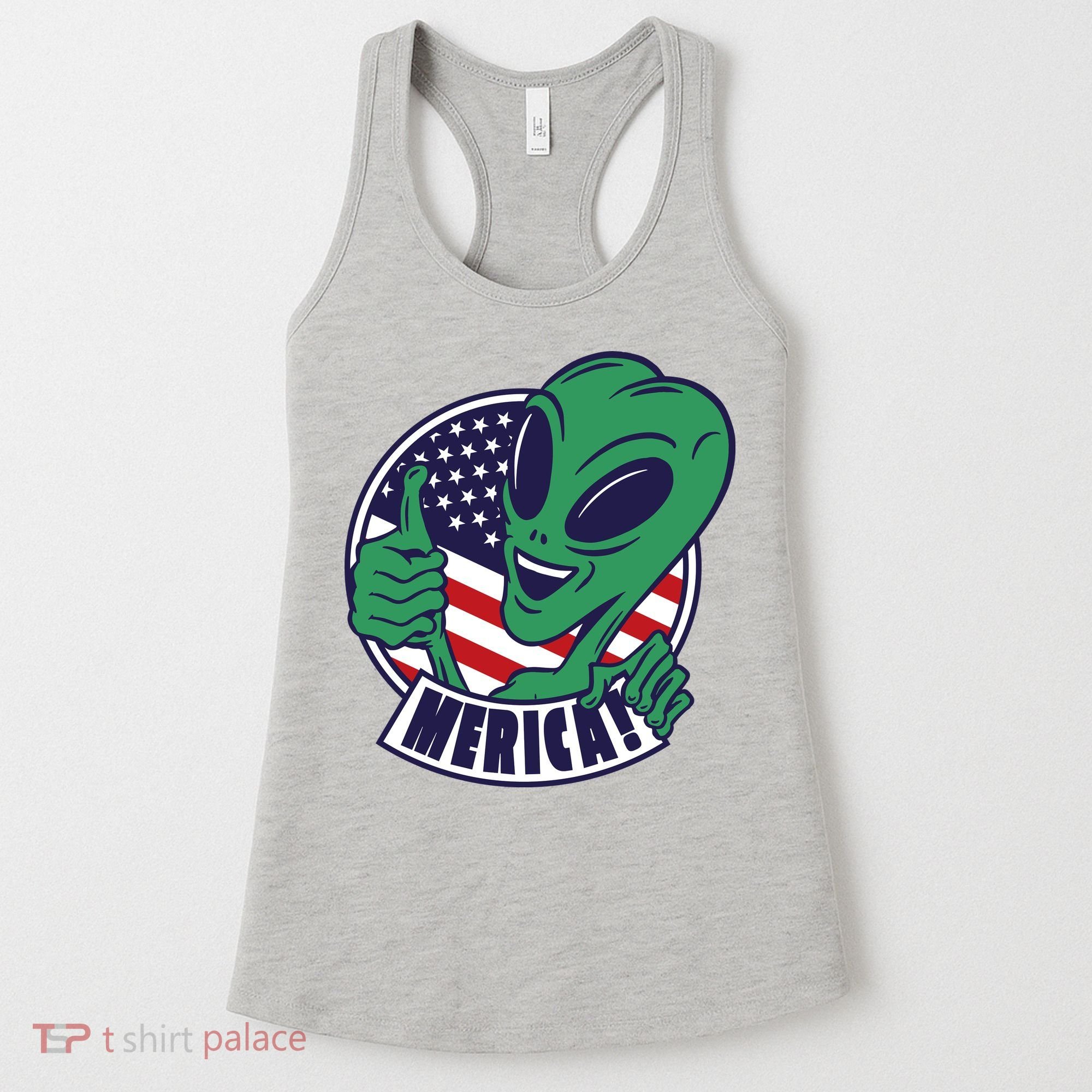 Alien American Flag Funny Merica Women's Tank Top