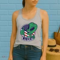 Alien American Flag Funny Merica Women's Tank Top thumb 2