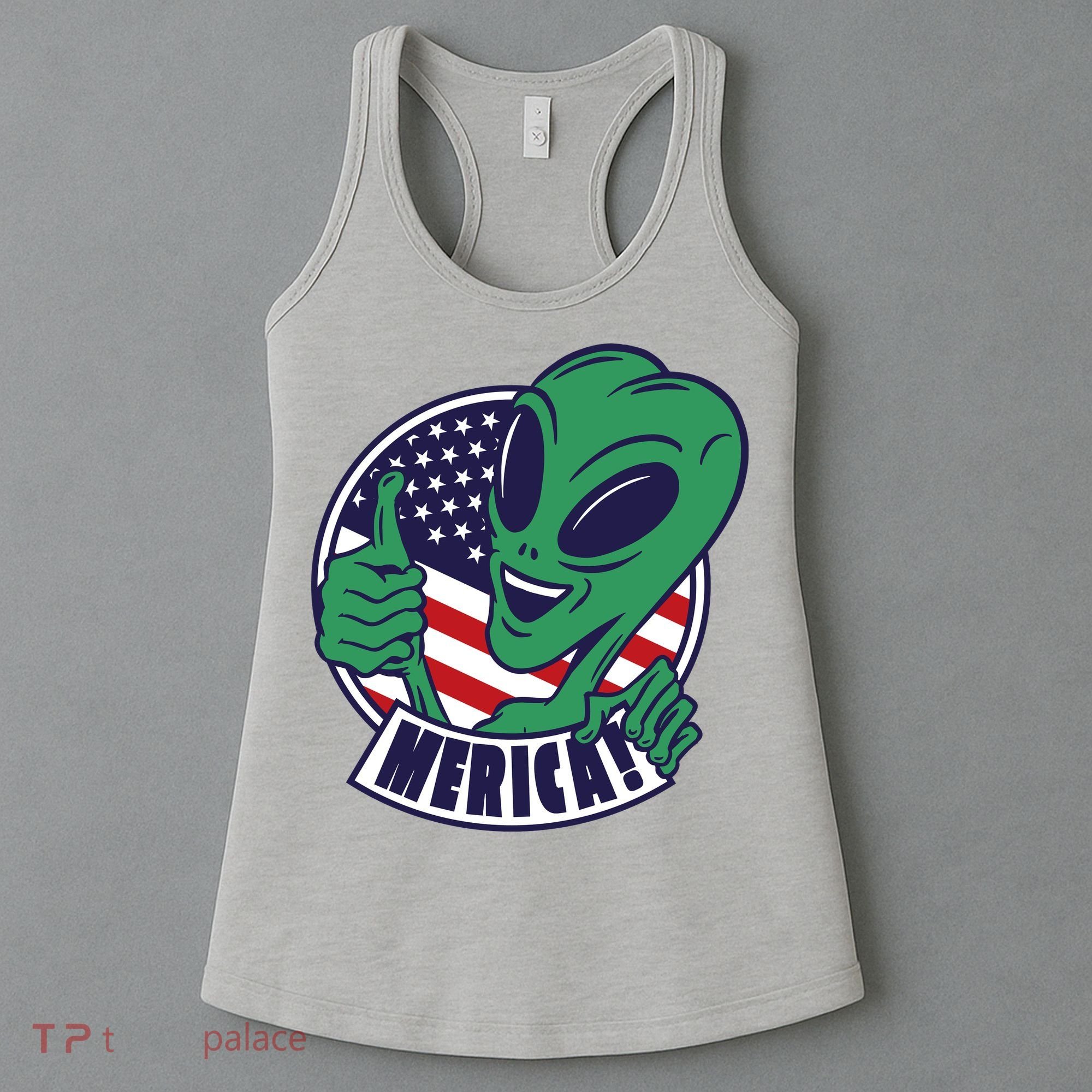 Alien American Flag Funny Merica Women's Tank Top