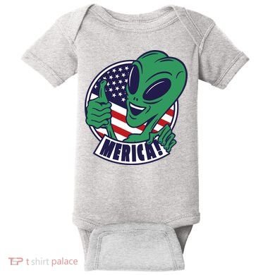 Alien American Flag Funny Merica Baby Bodysuit