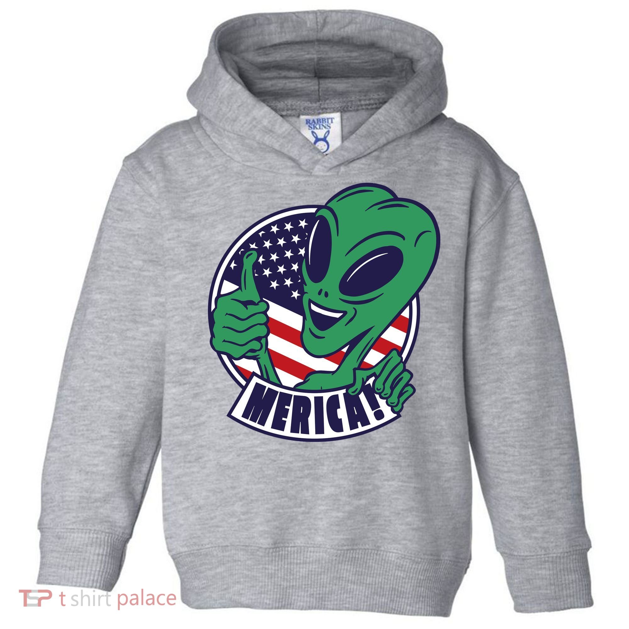 Alien American Flag Funny Merica Toddler Hoodie