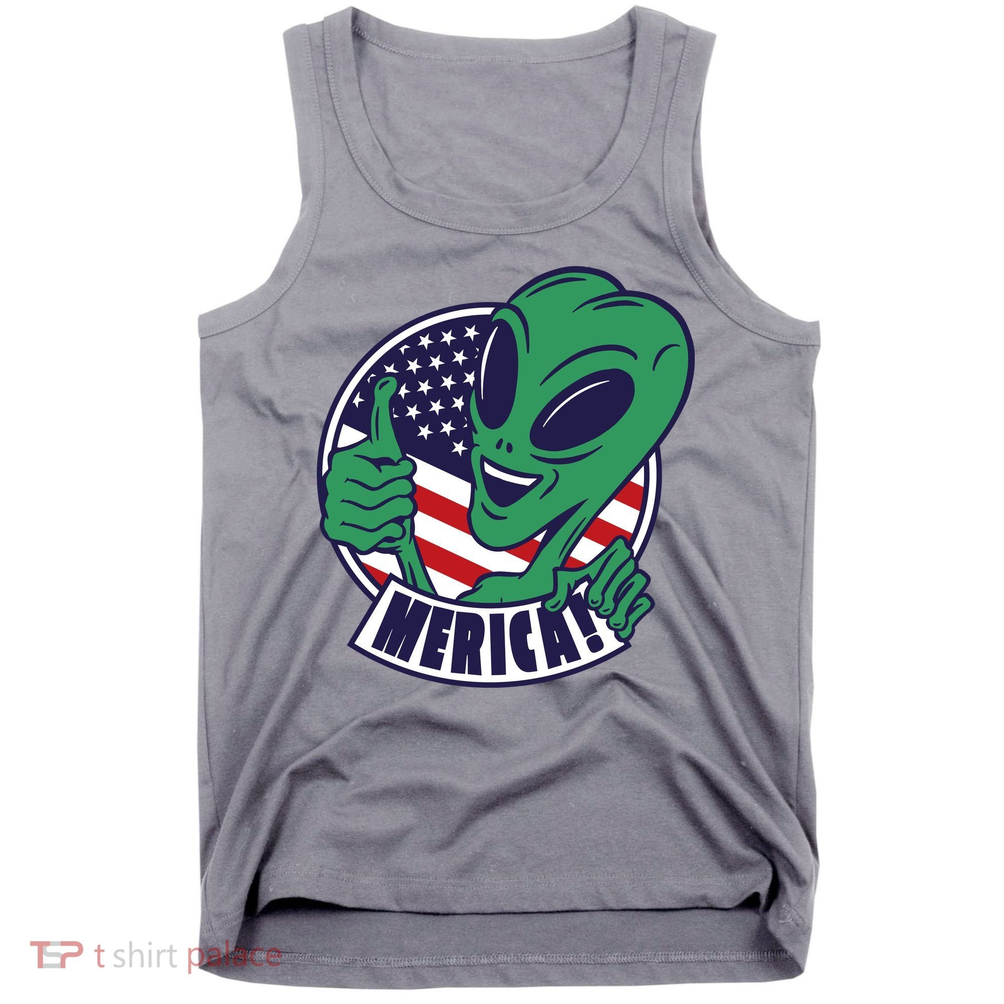 Alien American Flag Funny Merica Tank Top