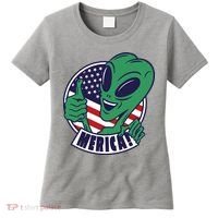 Alien American Flag Funny Merica Women's T-Shirt thumb 0