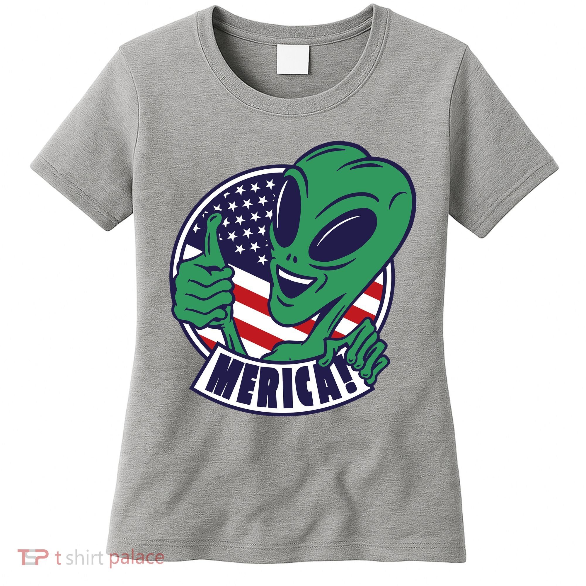 Alien American Flag Funny Merica Women's T-Shirt