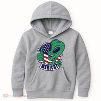Alien American Flag Funny Merica Kids Hoodie thumb 0