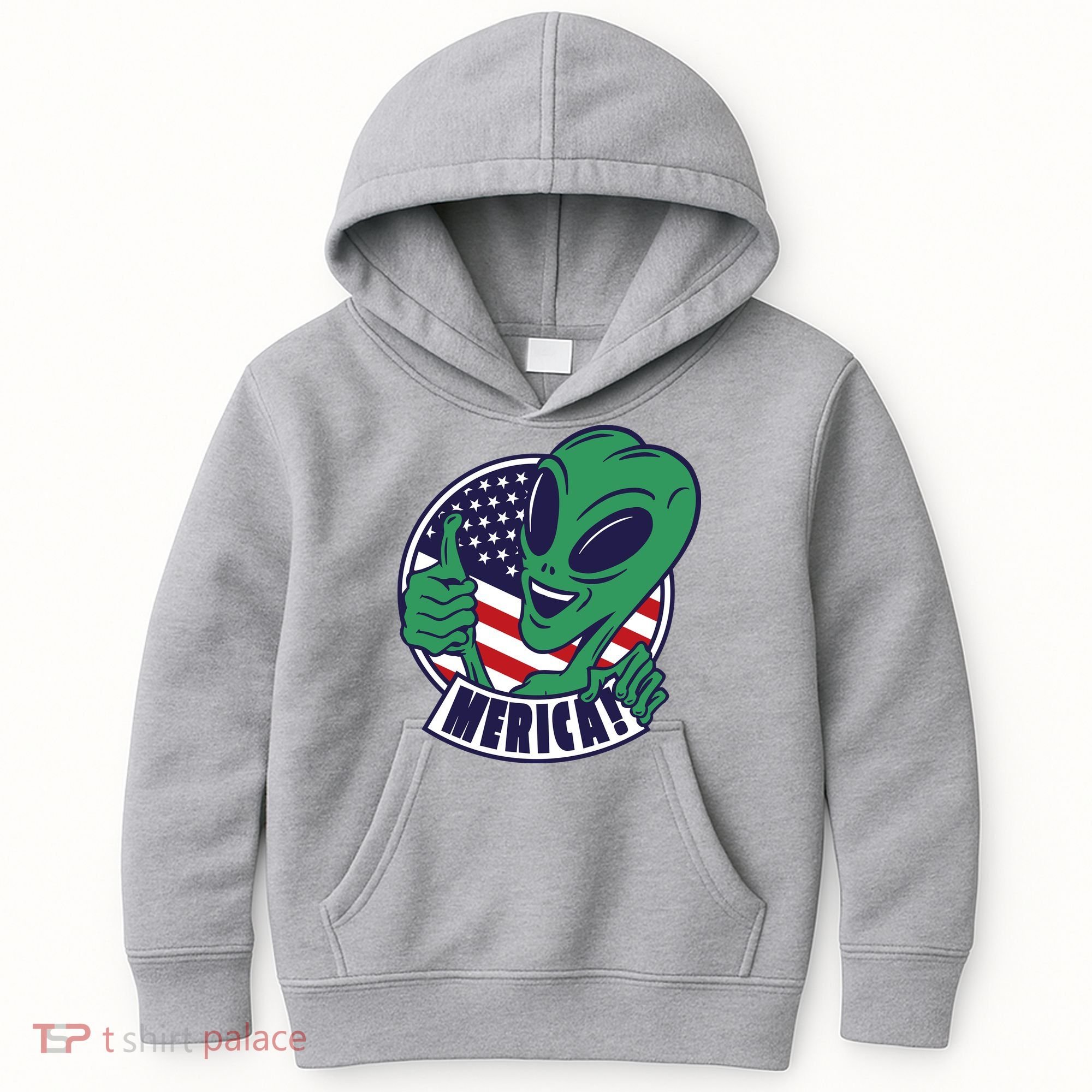Alien American Flag Funny Merica Kids Hoodie