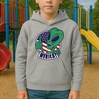 Alien American Flag Funny Merica Kids Hoodie thumb 2