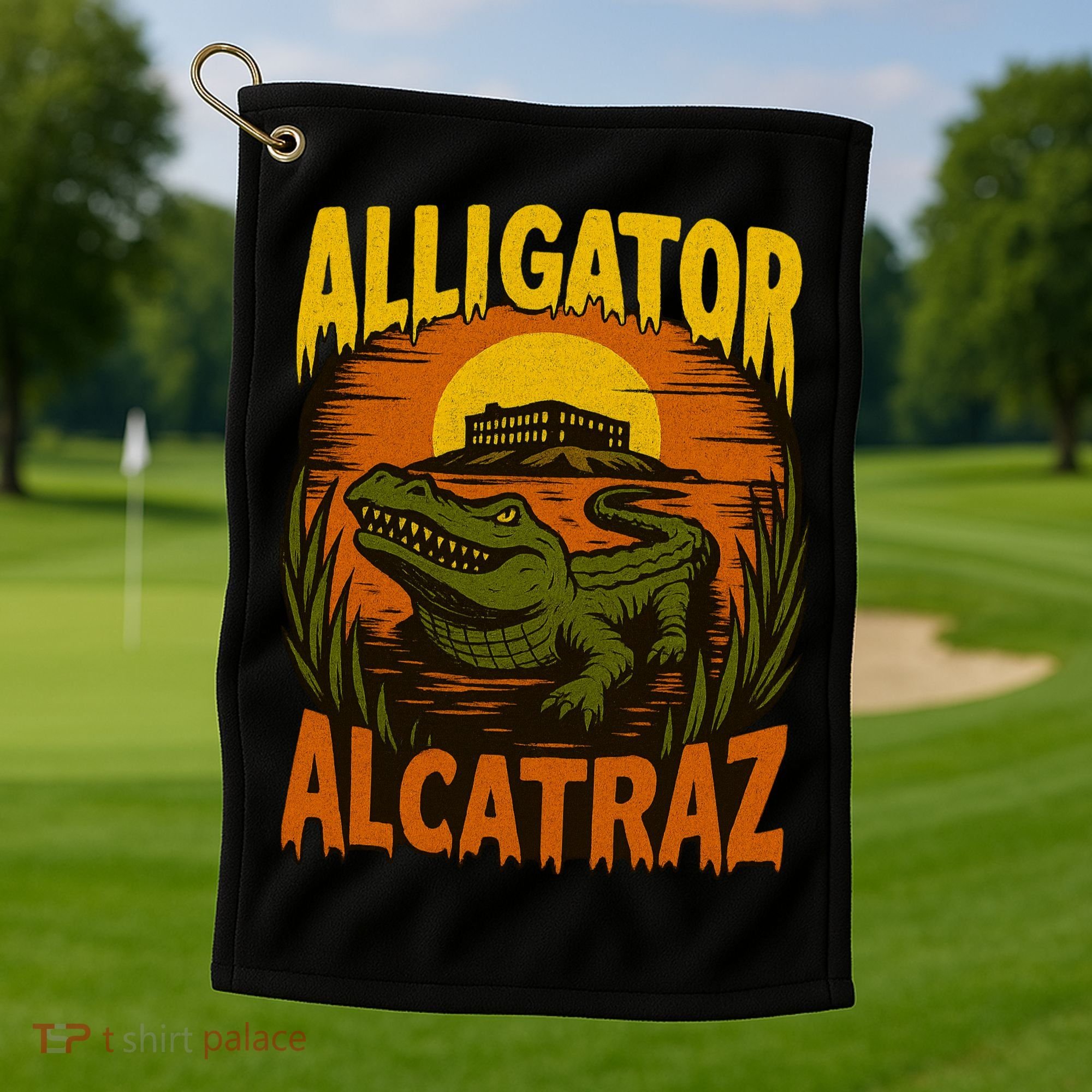 Alligator Alcatraz Funny Meme Gator  Golf Towel