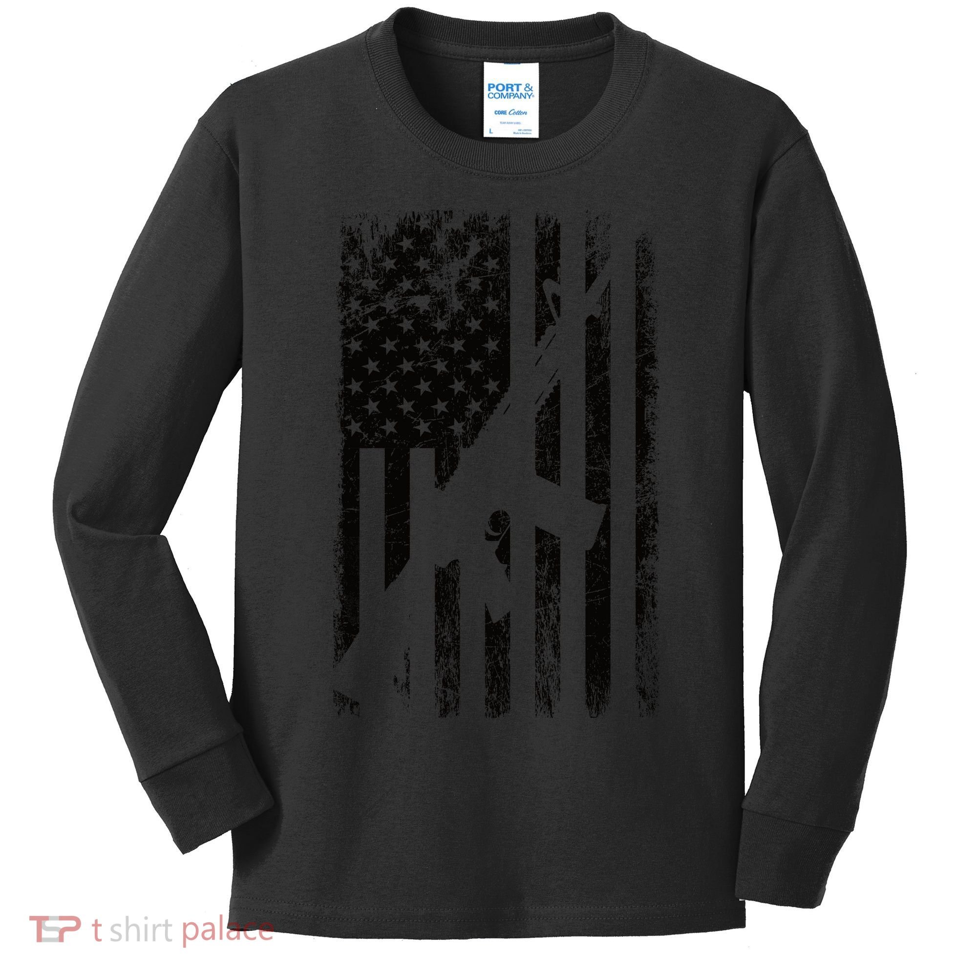 AR15 American Flag Kids Long Sleeve Shirt