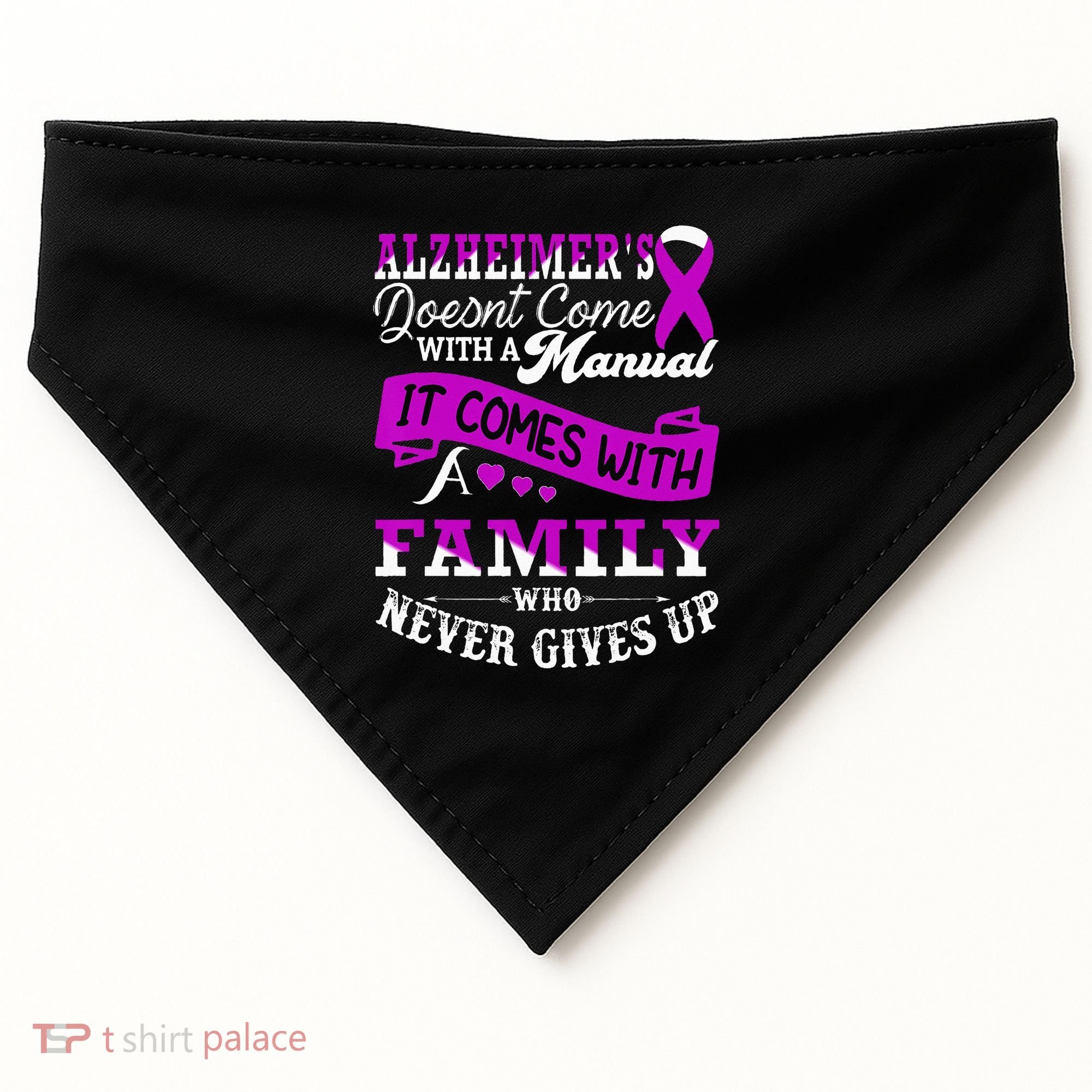 Alzheimers Awareness Family Support Alzheimer Warrior USA-Made Doggie Bandana
