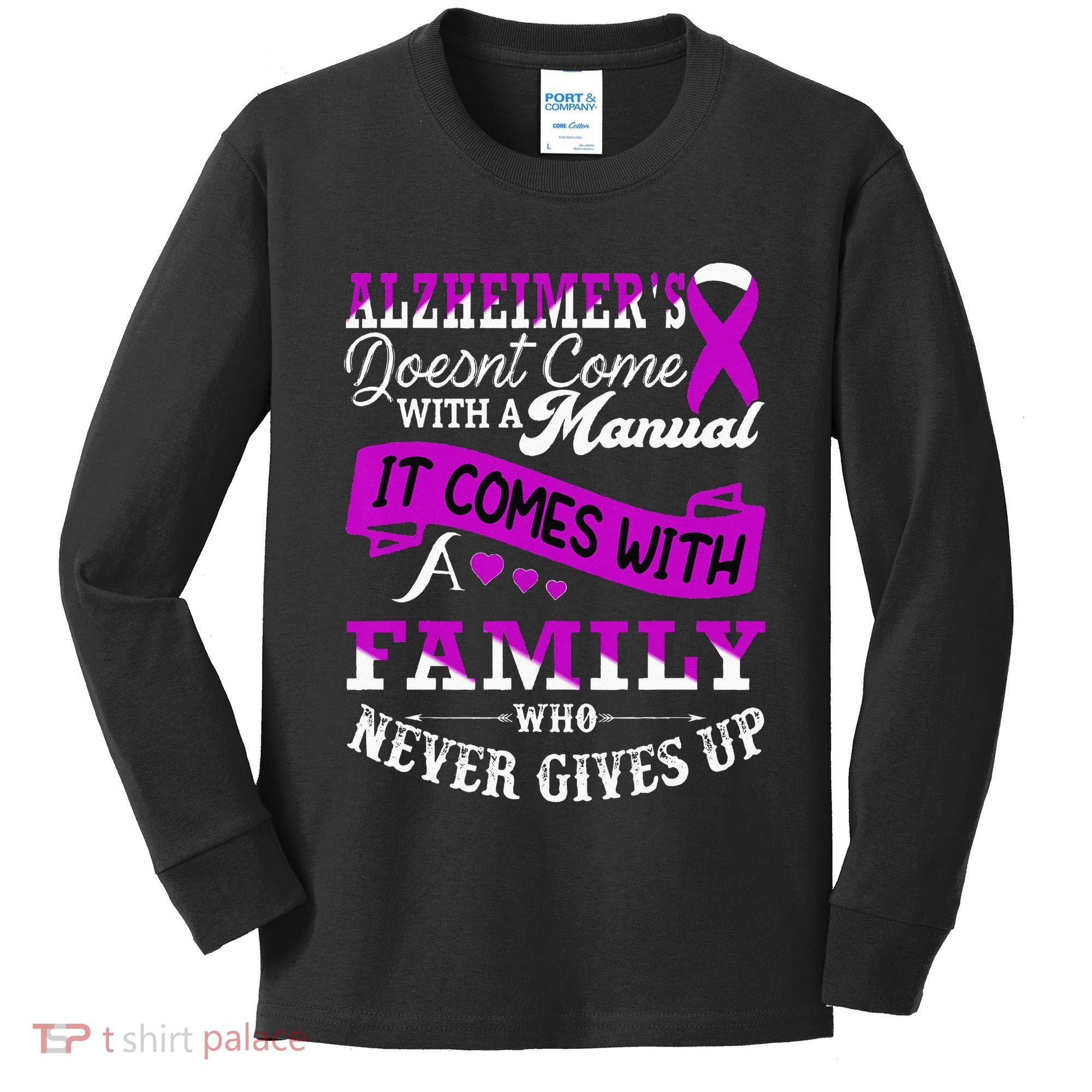 Alzheimers Awareness Family Support Alzheimer Warrior Kids Long Sleeve Shirt