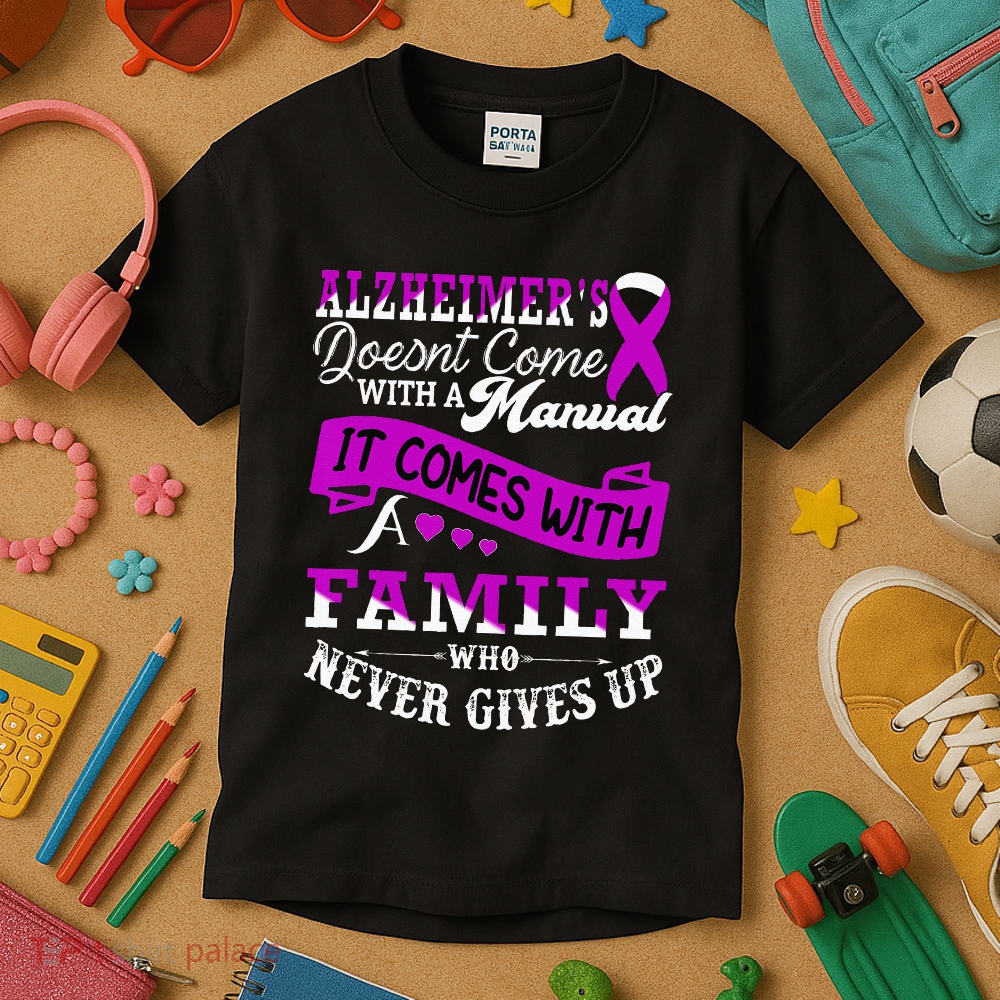 Alzheimers Awareness Family Support Alzheimer Warrior Kids T-Shirt